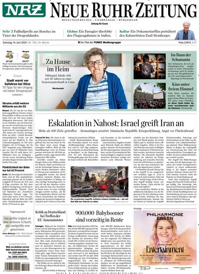 Titelbild der Ausgabe 136/2025 von NRZ Neue Ruhr Zeitung Essen. Diese Zeitschrift und viele weitere Zeitungsabos als Abo oder epaper bei United Kiosk online kaufen.