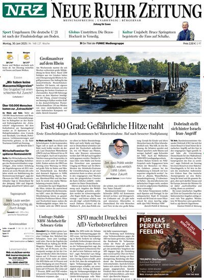 Titelbild der Ausgabe 148/2025 von NRZ Neue Ruhr Zeitung Essen. Diese Zeitschrift und viele weitere Zeitungsabos als Abo oder epaper bei United Kiosk online kaufen.