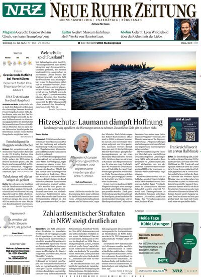 Titelbild der Ausgabe 160/2026 von NRZ Neue Ruhr Zeitung Essen. Diese Zeitschrift und viele weitere Zeitungsabos als Abo oder epaper bei United Kiosk online kaufen.