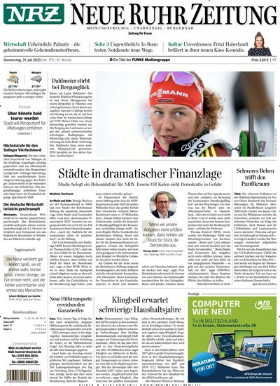 Titelbild der Ausgabe 175/2025 von NRZ Neue Ruhr Zeitung Essen. Diese Zeitschrift und viele weitere Zeitungsabos als Abo oder epaper bei United Kiosk online kaufen.
