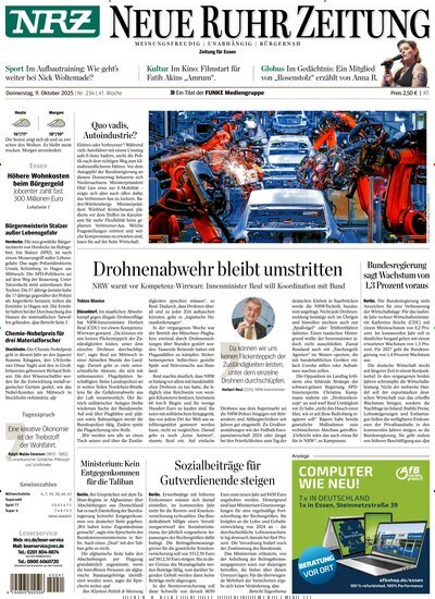 Titelbild der Ausgabe 234/2025 von NRZ Neue Ruhr Zeitung Essen. Diese Zeitschrift und viele weitere Zeitungsabos als Abo oder epaper bei United Kiosk online kaufen.