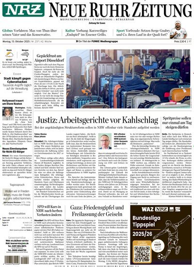 Titelbild der Ausgabe 237/2025 von NRZ Neue Ruhr Zeitung Essen. Diese Zeitschrift und viele weitere Zeitungsabos als Abo oder epaper bei United Kiosk online kaufen.