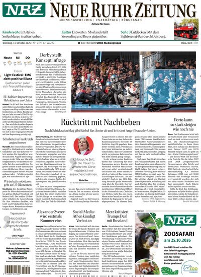Titelbild der Ausgabe 237/2026 von NRZ Neue Ruhr Zeitung Essen. Diese Zeitschrift und viele weitere Zeitungsabos als Abo oder epaper bei United Kiosk online kaufen.