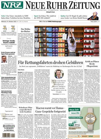 Titelbild der Ausgabe 239/2025 von NRZ Neue Ruhr Zeitung Essen. Diese Zeitschrift und viele weitere Zeitungsabos als Abo oder epaper bei United Kiosk online kaufen.