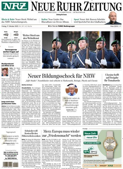 Titelbild der Ausgabe 241/2025 von NRZ Neue Ruhr Zeitung Essen. Diese Zeitschrift und viele weitere Zeitungsabos als Abo oder epaper bei United Kiosk online kaufen.