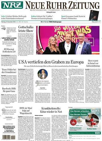 Titelbild der Ausgabe 285/2025 von NRZ Neue Ruhr Zeitung Essen. Diese Zeitschrift und viele weitere Zeitungsabos als Abo oder epaper bei United Kiosk online kaufen.