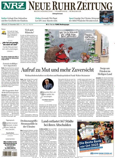 Titelbild der Ausgabe 299/2025 von NRZ Neue Ruhr Zeitung Essen. Diese Zeitschrift und viele weitere Zeitungsabos als Abo oder epaper bei United Kiosk online kaufen.
