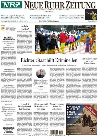 Titelbild der Ausgabe 300/2025 von NRZ Neue Ruhr Zeitung Essen. Diese Zeitschrift und viele weitere Zeitungsabos als Abo oder epaper bei United Kiosk online kaufen.