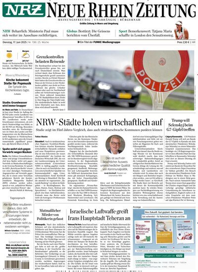Titelbild der Ausgabe 138/2025 von NRZ Neue Ruhr Zeitung Moers. Diese Zeitschrift und viele weitere Zeitungsabos als Abo oder epaper bei United Kiosk online kaufen.