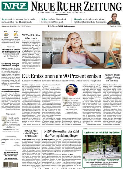 Titelbild der Ausgabe 151/2025 von NRZ Neue Ruhr Zeitung Mühlheim Ruhr. Diese Zeitschrift und viele weitere Zeitungsabos als Abo oder epaper bei United Kiosk online kaufen.