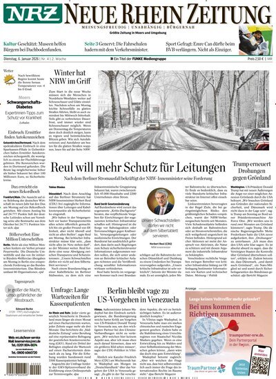 Titelbild der Ausgabe 4/2026 von NRZ Neue Ruhr Zeitung Rheinberg. Diese Zeitschrift und viele weitere Zeitungsabos als Abo oder epaper bei United Kiosk online kaufen.
