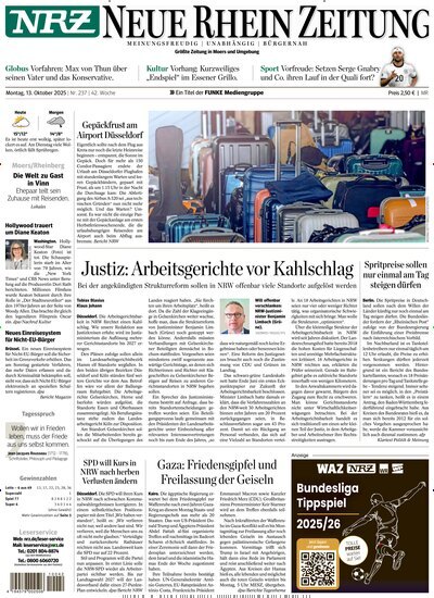 Titelbild der Ausgabe 237/2025 von NRZ Neue Ruhr Zeitung Rheinberg. Diese Zeitschrift und viele weitere Zeitungsabos als Abo oder epaper bei United Kiosk online kaufen.
