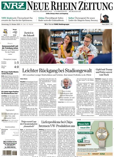 Titelbild der Ausgabe 246/2025 von NRZ Neue Ruhr Zeitung Rheinberg. Diese Zeitschrift und viele weitere Zeitungsabos als Abo oder epaper bei United Kiosk online kaufen.