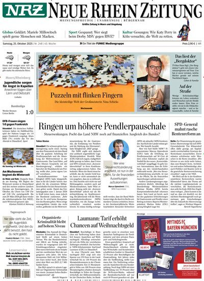 Titelbild der Ausgabe 248/2025 von NRZ Neue Ruhr Zeitung Rheinberg. Diese Zeitschrift und viele weitere Zeitungsabos als Abo oder epaper bei United Kiosk online kaufen.