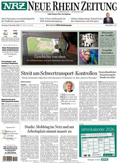 Titelbild der Ausgabe 259/2025 von NRZ Neue Ruhr Zeitung Rheinberg. Diese Zeitschrift und viele weitere Zeitungsabos als Abo oder epaper bei United Kiosk online kaufen.