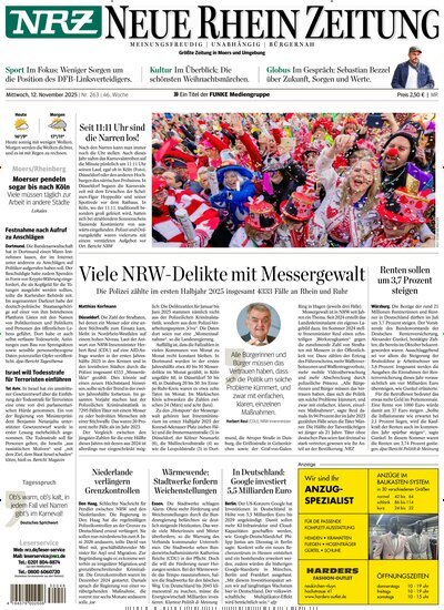 Titelbild der Ausgabe 262/2025 von NRZ Neue Ruhr Zeitung Rheinberg. Diese Zeitschrift und viele weitere Zeitungsabos als Abo oder epaper bei United Kiosk online kaufen.