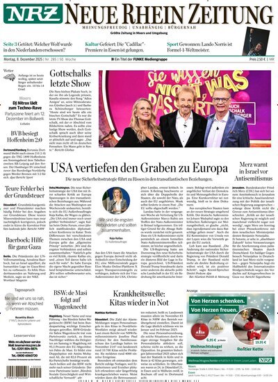 Titelbild der Ausgabe 285/2025 von NRZ Neue Ruhr Zeitung Rheinberg. Diese Zeitschrift und viele weitere Zeitungsabos als Abo oder epaper bei United Kiosk online kaufen.