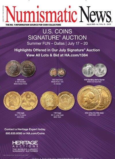Titelbild der Ausgabe 18/2025 von Numismatic News. Diese Zeitschrift und viele weitere Reisemagazine, Freizeitmagazine und Wissensmagazine als Abo oder epaper bei United Kiosk online kaufen.
