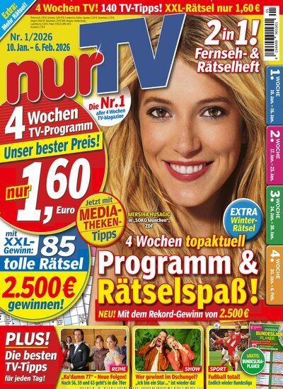 Titelbild der Ausgabe 1/2026 von nurTV. Diese Zeitschrift und viele weitere Programmzeitschriften als Abo oder epaper bei United Kiosk online kaufen.