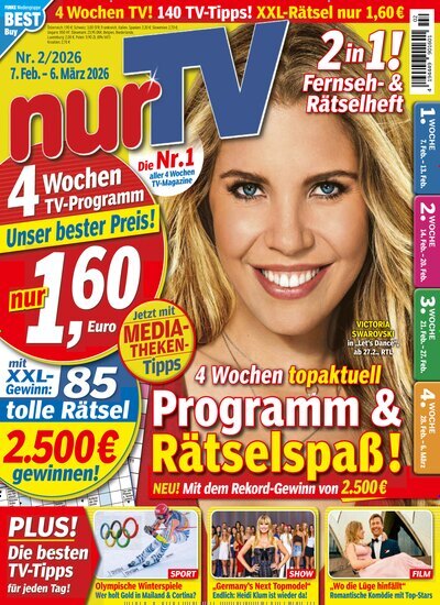 Titelbild der Ausgabe 2/2026 von nurTV. Diese Zeitschrift und viele weitere Programmzeitschriften als Abo oder epaper bei United Kiosk online kaufen.