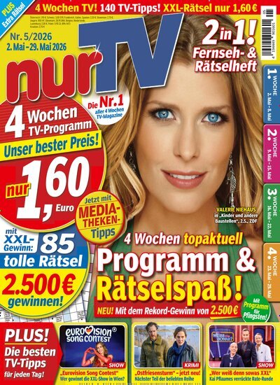 Titelbild der Ausgabe 5/2026 von nurTV. Diese Zeitschrift und viele weitere Programmzeitschriften als Abo oder epaper bei United Kiosk online kaufen.