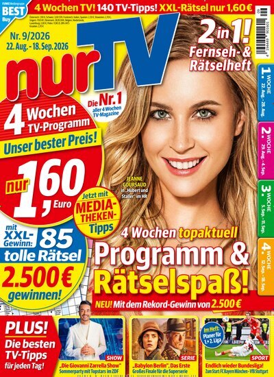 Titelbild der Ausgabe 9/2026 von nurTV. Diese Zeitschrift und viele weitere Programmzeitschriften als Abo oder epaper bei United Kiosk online kaufen.