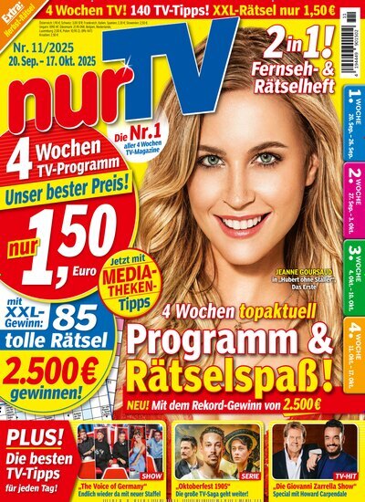 Titelbild der Ausgabe 11/2025 von nurTV. Diese Zeitschrift und viele weitere Programmzeitschriften als Abo oder epaper bei United Kiosk online kaufen.