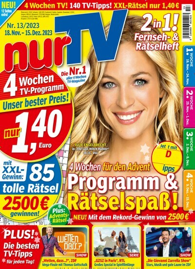 Titelbild der Ausgabe 13/2023 von nurTV. Diese Zeitschrift und viele weitere Programmzeitschriften als Abo oder epaper bei United Kiosk online kaufen.