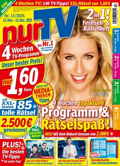 Titelbild der Ausgabe 13/2025 von nurTV. Diese Zeitschrift und viele weitere Programmzeitschriften als Abo oder epaper bei United Kiosk online kaufen.