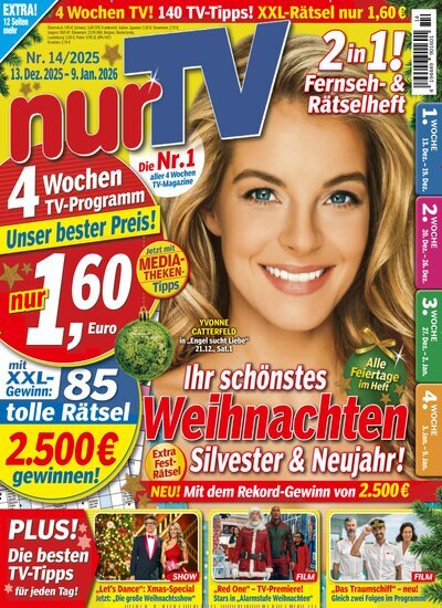 Titelbild der Ausgabe 14/2025 von nurTV. Diese Zeitschrift und viele weitere Programmzeitschriften als Abo oder epaper bei United Kiosk online kaufen.