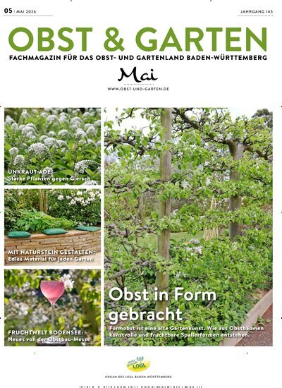 Titelbild der Ausgabe 5/2026 von Obst & Garten. Diese Zeitschrift und viele weitere Naturzeitschriften, Landwirtschaftszeitungen und Umweltmagazine als Abo oder epaper bei United Kiosk online kaufen.