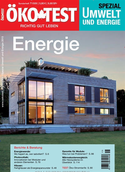 Titelbild der Ausgabe 9/2015 von ÖKO-TEST Spezial Umwelt & Energie. Diese Zeitschrift und viele weitere Gartenzeitschriften und Wohnzeitschriften als Abo oder epaper bei United Kiosk online kaufen.