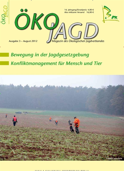 ÖKOJAGD - epaper Titelbild Ausgabe 3/2012 Titelbild von ÖKOJAGD - epaper. In der Ausgabe 3/2012 geht es um die Themen: Bewegung in der Jagdgesetzgebung; Konfliktmanagement für Mensch und Tier. Lesen Sie gerne Naturzeitschriften, Landwirtschaftszeitungen und Umweltmagazine? Dann empfehlen wir Ihnen ÖKOJAGD - epaper als digitales Abo (eAbo) und Einzelheft zum sofort Loslesen oder als Geschenkabo zum Vorbestellen.