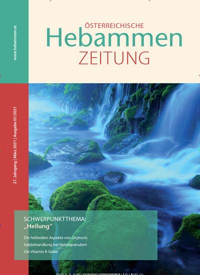 Titelbild der Ausgabe 2/2021 von Österreichische Hebammenzeitung. Diese Zeitschrift und viele weitere Pflegezeitschriften und medizinische Fachzeitschriften als Abo oder epaper bei United Kiosk online kaufen.