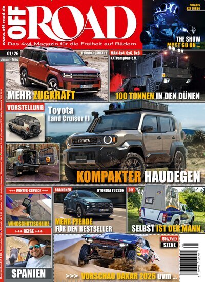 Titelbild der Ausgabe 1/2026 von Off Road. Diese Zeitschrift und viele weitere Automagazine und Motorradzeitschriften als Abo oder epaper bei United Kiosk online kaufen.