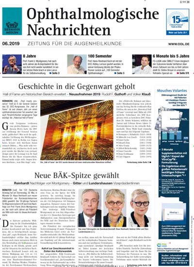 Titelbild der Ausgabe 1/2021 von Ophthalmologische Nachrichten. Diese Zeitschrift und viele weitere Pflegezeitschriften und medizinische Fachzeitschriften als Abo oder epaper bei United Kiosk online kaufen.