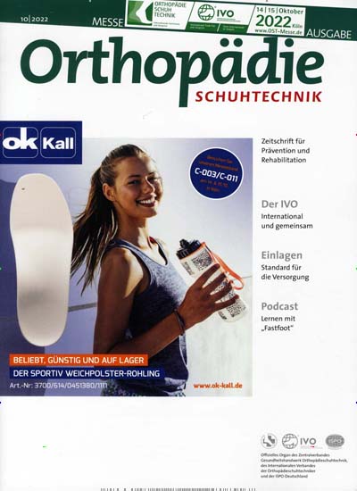 Titelbild der Ausgabe 10/2022 von Orthopädie-Schuhtechnik. Diese Zeitschrift und viele weitere Pflegezeitschriften und medizinische Fachzeitschriften als Abo oder epaper bei United Kiosk online kaufen.