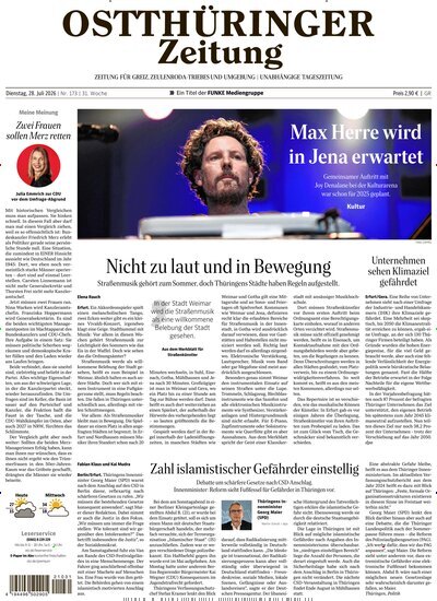 Titelbild der Ausgabe 173/2026 von Ostthüringer Zeitung Greiz. Diese Zeitschrift und viele weitere Zeitungsabos als Abo oder epaper bei United Kiosk online kaufen.
