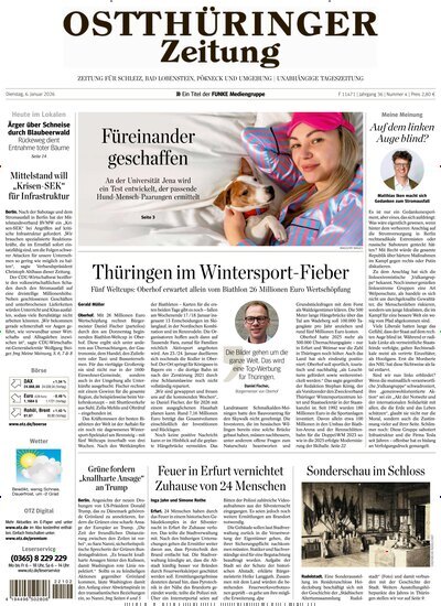 Titelbild der Ausgabe 4/2026 von Ostthüringer Zeitung Pößneck. Diese Zeitschrift und viele weitere Zeitungsabos als Abo oder epaper bei United Kiosk online kaufen.