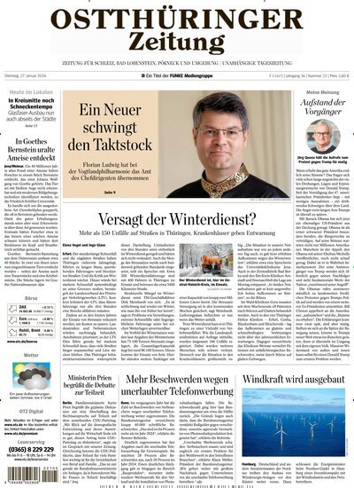 Titelbild der Ausgabe 22/2026 von Ostthüringer Zeitung Pößneck. Diese Zeitschrift und viele weitere Zeitungsabos als Abo oder epaper bei United Kiosk online kaufen.