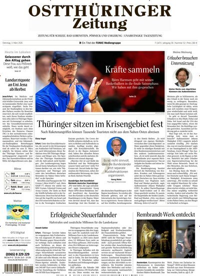 Titelbild der Ausgabe 52/2026 von Ostthüringer Zeitung Pößneck. Diese Zeitschrift und viele weitere Zeitungsabos als Abo oder epaper bei United Kiosk online kaufen.