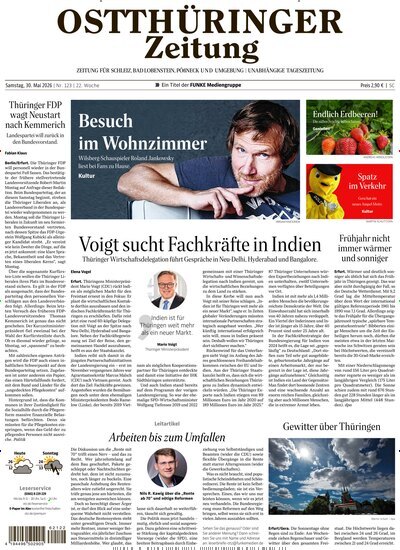Titelbild der Ausgabe 123/2026 von Ostthüringer Zeitung Pößneck. Diese Zeitschrift und viele weitere Zeitungsabos als Abo oder epaper bei United Kiosk online kaufen.