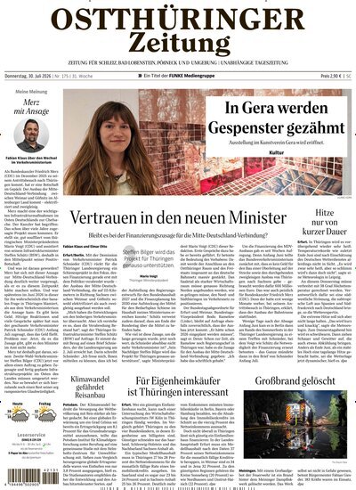Titelbild der Ausgabe 175/2026 von Ostthüringer Zeitung Pößneck. Diese Zeitschrift und viele weitere Zeitungsabos als Abo oder epaper bei United Kiosk online kaufen.