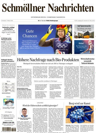 Titelbild der Ausgabe 32/2026 von Ostthüringer Zeitung Schmölln. Diese Zeitschrift und viele weitere Zeitungsabos als Abo oder epaper bei United Kiosk online kaufen.