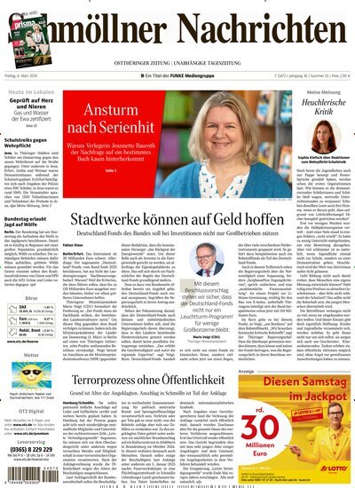 Titelbild der Ausgabe 55/2026 von Ostthüringer Zeitung Schmölln. Diese Zeitschrift und viele weitere Zeitungsabos als Abo oder epaper bei United Kiosk online kaufen.