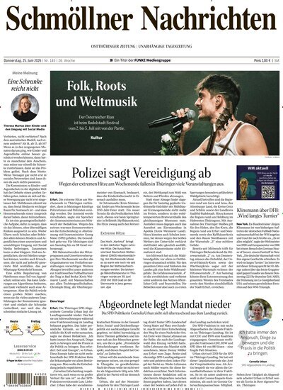 Titelbild der Ausgabe 145/2026 von Ostthüringer Zeitung Schmölln. Diese Zeitschrift und viele weitere Zeitungsabos als Abo oder epaper bei United Kiosk online kaufen.