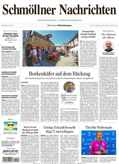 Titelbild der Ausgabe 149/2025 von Ostthüringer Zeitung Schmölln. Diese Zeitschrift und viele weitere Zeitungsabos als Abo oder epaper bei United Kiosk online kaufen.