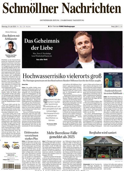 Titelbild der Ausgabe 161/2026 von Ostthüringer Zeitung Schmölln. Diese Zeitschrift und viele weitere Zeitungsabos als Abo oder epaper bei United Kiosk online kaufen.