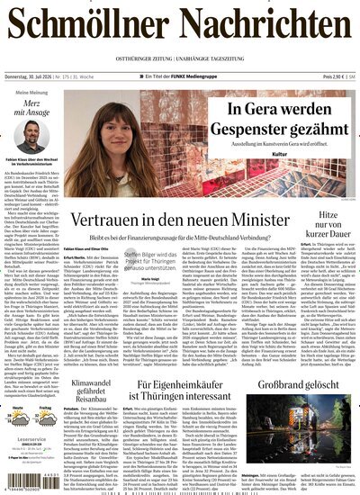 Titelbild der Ausgabe 175/2026 von Ostthüringer Zeitung Schmölln. Diese Zeitschrift und viele weitere Zeitungsabos als Abo oder epaper bei United Kiosk online kaufen.