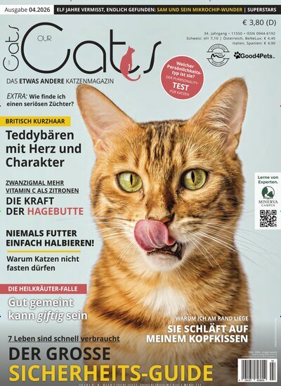 Titelbild der Ausgabe 4/2026 von Our Cats. Diese Zeitschrift und viele weitere Elternzeitschriften und Tierzeitschriften als Abo oder epaper bei United Kiosk online kaufen.